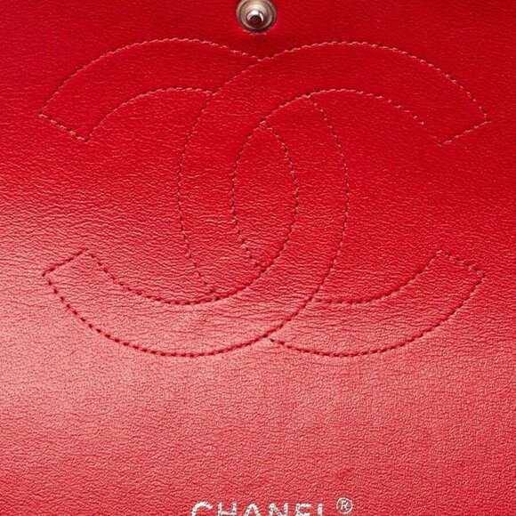 Chanel Red Quilted Lambskin Leather Classic Maxi Double Flap Bag - Picture 7 of 10
